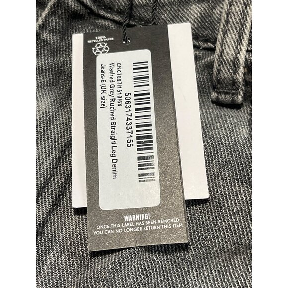 PrettyLittleThing Womens Grey Wash Ruched Straight Leg Jeans Size US 2 UK 6 - Picture 7 of 9